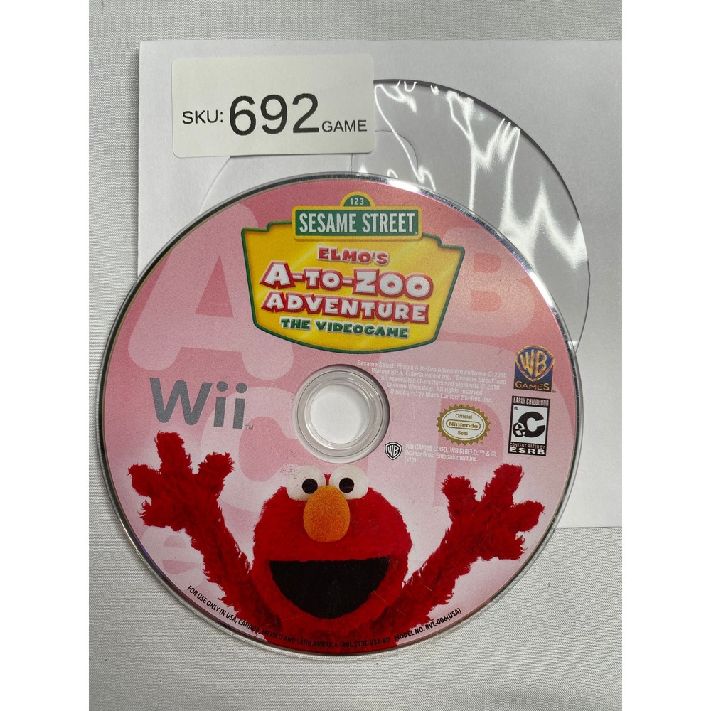 Sesame Street Elmos A-to-Zoo Adventure Nintendo Wii Game Disc